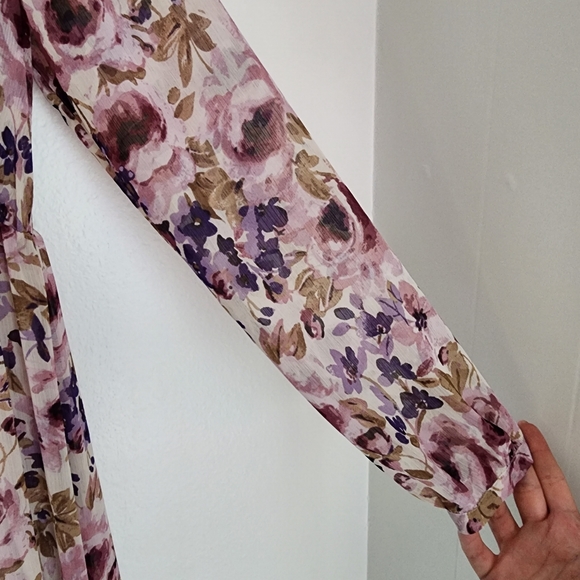 LC Lauren Conrad Runway Collection Purple Floral Peasant Maxi Dress - Picture 5 of 8